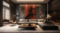 Luxury Living Room Interior Design With Moody Figurative Style