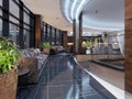 Luxury lobby entrance with lounge area in hotel Royalty Free Stock Photo