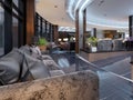 Luxury lobby entrance with lounge area in hotel