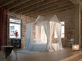 Luxury loft bedroom, with a four-poster.