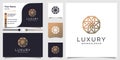 Luxury logo with line art star inside and business card design template Premium Vector Royalty Free Stock Photo