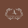 Luxury logo template, luxury products labels design set with royal brand symbols flat isolated vector illustration, logo ornamenta