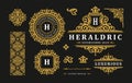 Luxury logo vintage ornament monograms and crest templates design vector illustration set