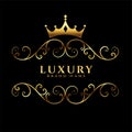 Luxury logotype concept with golden crown