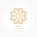 Luxury logotype in the shape of a flower for antique boutique. Gold logo, flower. Simple geometric sign. Icons, business, invitati Royalty Free Stock Photo