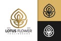 Luxury Lotus Flower Elegant Logo Design Vector Template