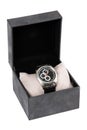 A luxury man watch in black gift box Royalty Free Stock Photo