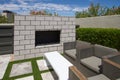 Luxury Modern Home Outdoor Garden Fireplace Royalty Free Stock Photo