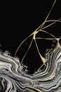 Luxury marble background with golden veins and golden kintsugi. Gold design for cover, invitation, flyer, etc.