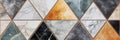 Luxury marble mosaic background. Geometric triangular pattern of various marble textures. Royalty Free Stock Photo