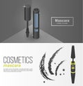 Luxury mascara banner set, isometric style