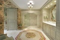 Luxury master bath with marble shower Royalty Free Stock Photo