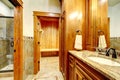Luxury master bathroom with a sauna. Royalty Free Stock Photo