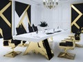 Luxury meeting room design on golden, white and black background illustration Royalty Free Stock Photo