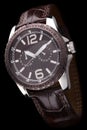 Luxury mens watch on black background Royalty Free Stock Photo