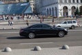 Luxury Mercedes-Benz class speeding on empty highway Royalty Free Stock Photo