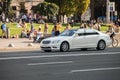 Luxury Mercedes-Benz class speeding on empty highway Royalty Free Stock Photo