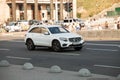 Luxury Mercedes-Benz class speeding on empty highway Royalty Free Stock Photo