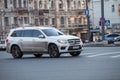 Luxury Mercedes-Benz gl class speeding on empty highway Royalty Free Stock Photo