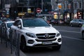 Luxury Mercedes-Benz speeding on empty highway Royalty Free Stock Photo