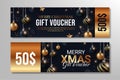 luxury merry christmas gift voucher template design