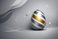 Luxury Metallic Easter Egg With Gold Stripe On Soft Abstract Grey Background Royalty Free Stock Photo