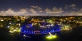 Luxury Miami Beach mansions neon lights at night