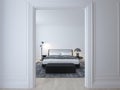 Luxury minimal white bedroom with wood floor