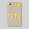 Luxury mobile phone protective case with romantic pattern - hearts of fashionable silhouette in gold and silver shiny colors