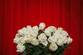 Luxury mockup withl bouquet of white roses flowers