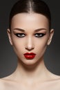 Luxury model face with fashion eyeliner make-up