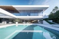 Luxury modern architectural house with sleek design and outdoor pool. Generative Ai