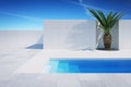 Luxury modern backyard with a swimming pool, 3d render