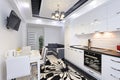 Luxury modern black and white kitchen interior Royalty Free Stock Photo