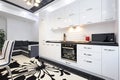 Luxury modern black and white kitchen interior Royalty Free Stock Photo