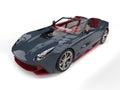 Luxury modern convertible super sports car - grey blue with red details Royalty Free Stock Photo