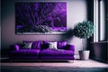 Luxury modern interior of living room ,Ultraviolet home decor concept ,purple sofa. Generative AI Royalty Free Stock Photo