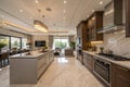 Luxury Modern Kitchen Interior in Private House Royalty Free Stock Photo