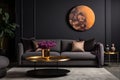 Luxury Modern Living: Dark Hues, Gold Accents, and Artistic Depth