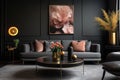 Luxury Modern Living: Dark Hues, Gold Accents, and Artistic Depth