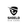 Shield eye care logo, awesome vector abstract eye combine with shield