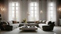 luxury modern transitional living room design. Luxurious and worthy magazine cover interior. Classical architecture,