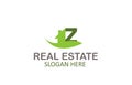 Creative Green Letter Z Real Estate Logo Design Vector