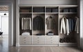 Luxury Modern Walk-In Closet 3D Interior Design Background, Experience the Ultimate in Style and Functionality.