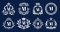 Luxury monogram frame. Ornamental monograms, heraldic initials logo ornament and elegant letters border frames vector