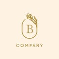 Luxury monogram letter B logotype with flower icon concept. premium elegant alphabet/initial frame design vector