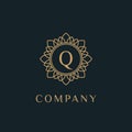 Luxury monogram letter Q logotype. premium brand icon. elegant alphabet/initial frame design vector