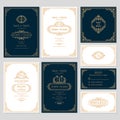 Luxury monogram wedding invitation. Foliage frame premium cards, royal ornament. Luxury business banners design Royalty Free Stock Photo