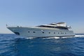 Luxury motor yacht cruising the Aegean sea Royalty Free Stock Photo