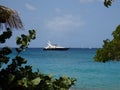 A luxury motor yacht near the beach